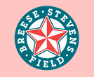 logo for breese stevens field with white and red star in blue circle against a pink background